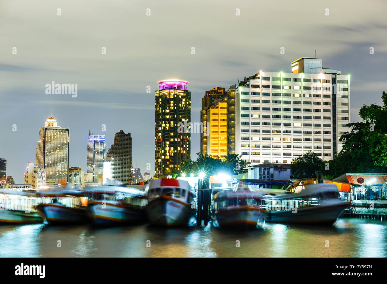 Bangkok skyline at night Stock Photo - Alamy
