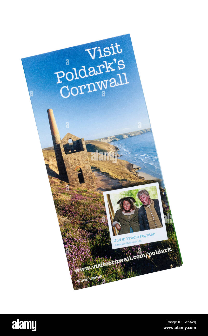 A brochure for Poldark's Cornwall building on the popularity of the TV series based  on the Poldark books by Winston Graham. Stock Photo