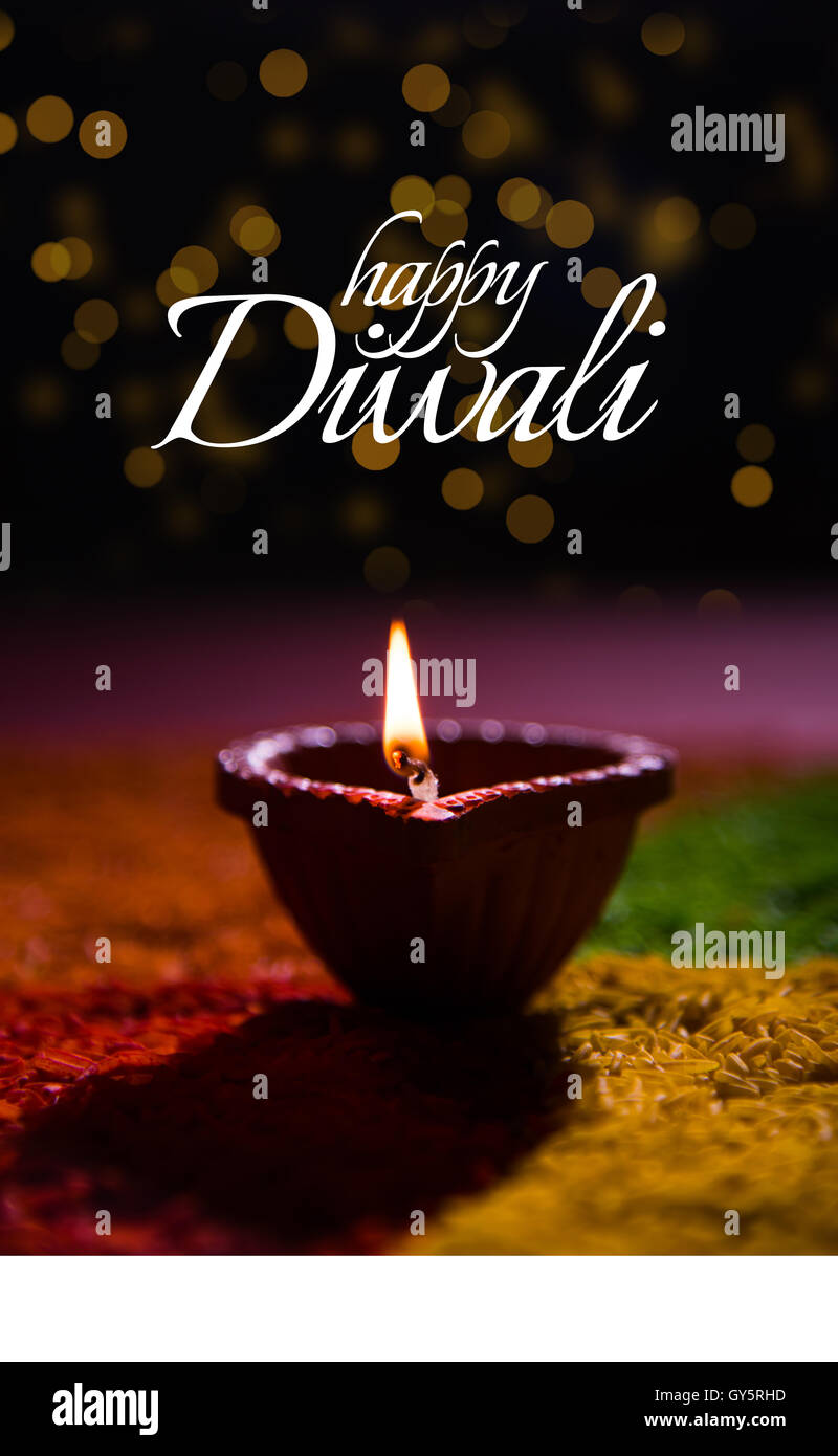 happy diwali or happy deepavali greeting card made using a ...