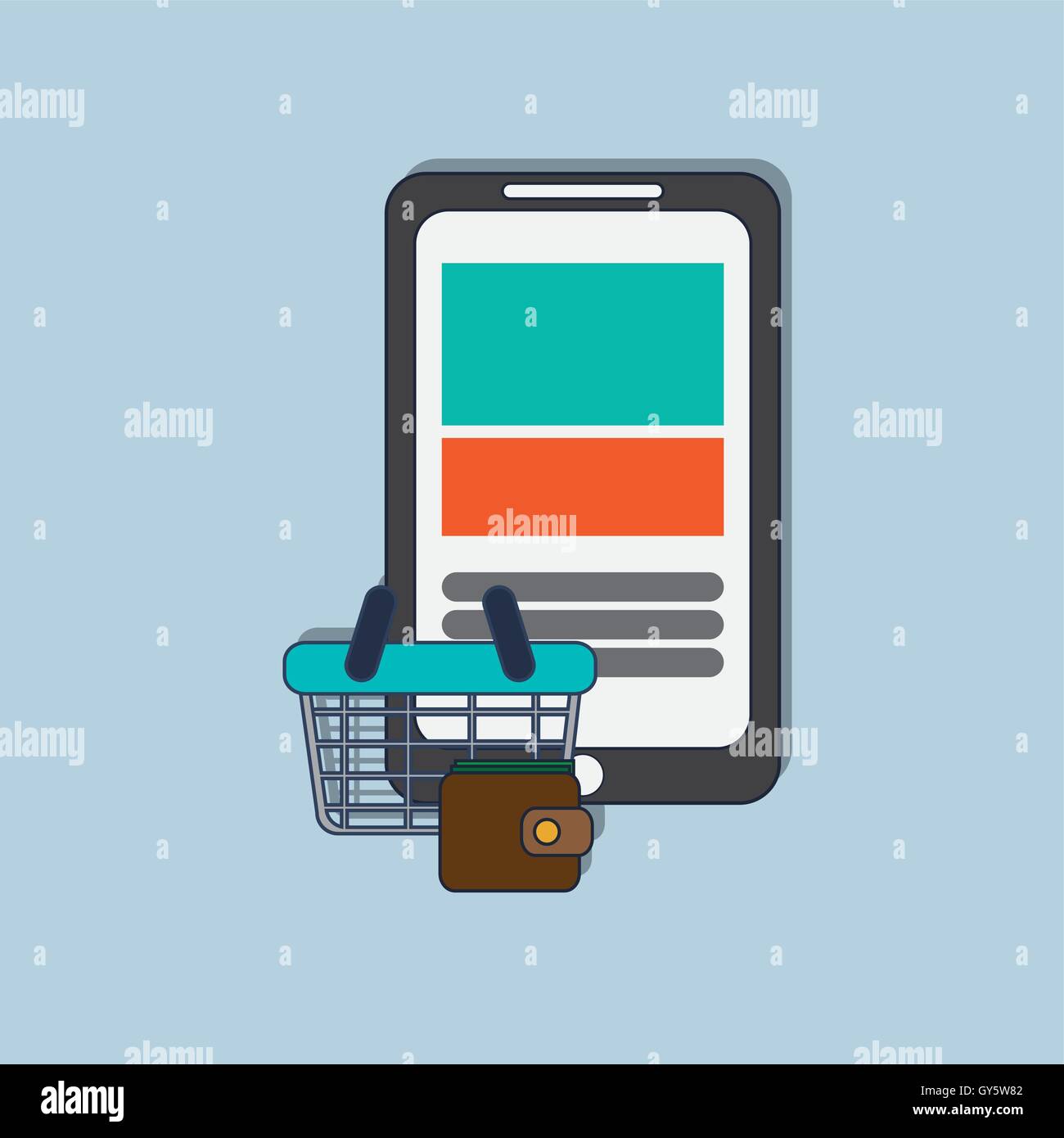 shopping basket and marketing related icons image Stock Vector Image ...