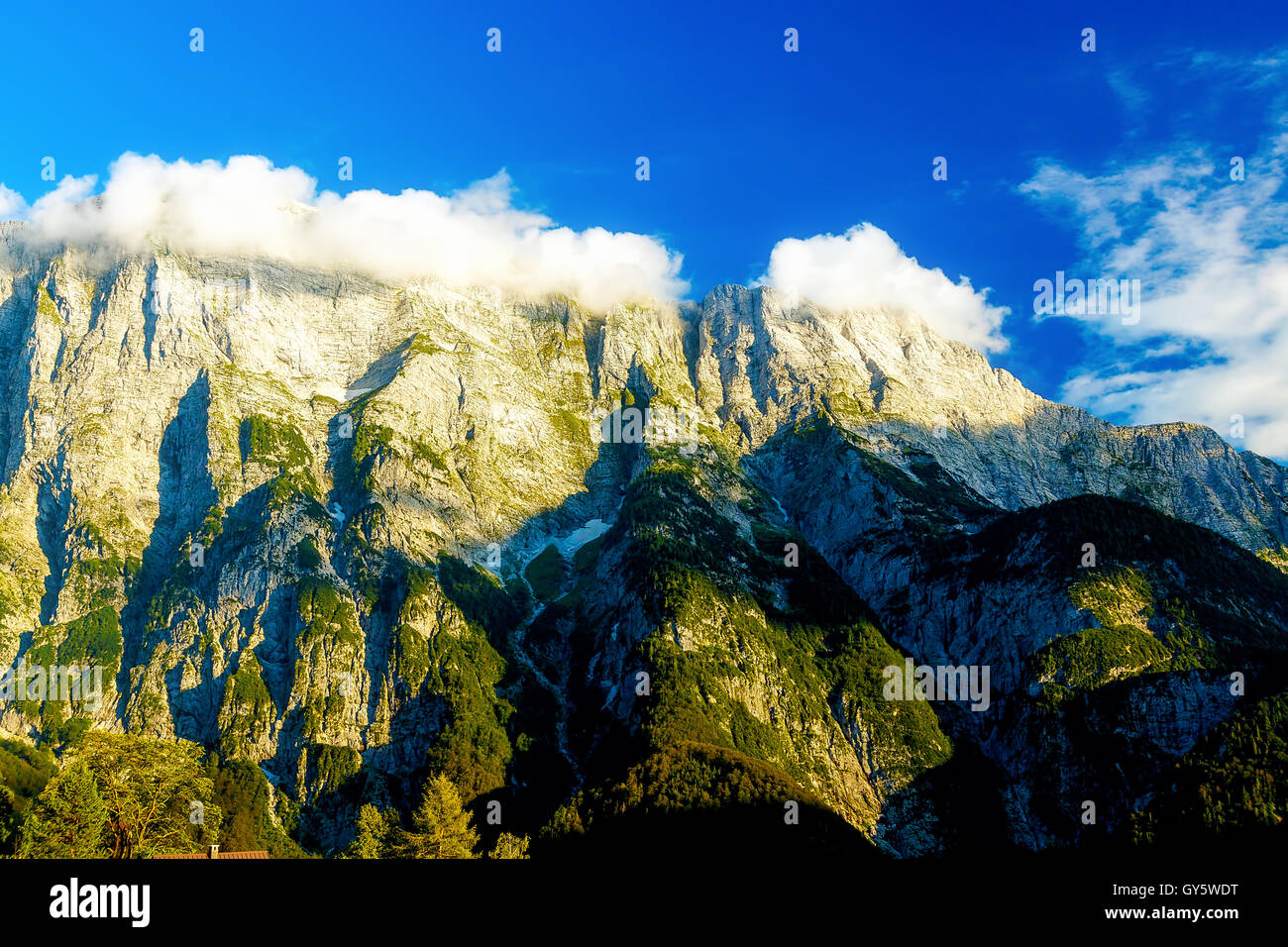 Beautiful alps landscape. Beautiful majestic mountain peaks. Stock Photo