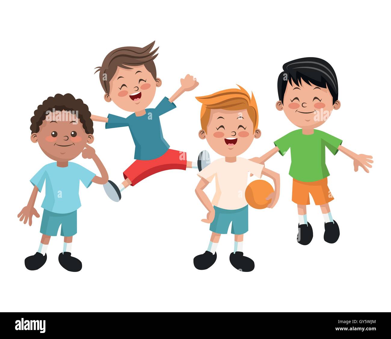 Group of happy boys cartoon kids Stock Vector Image & Art - Alamy