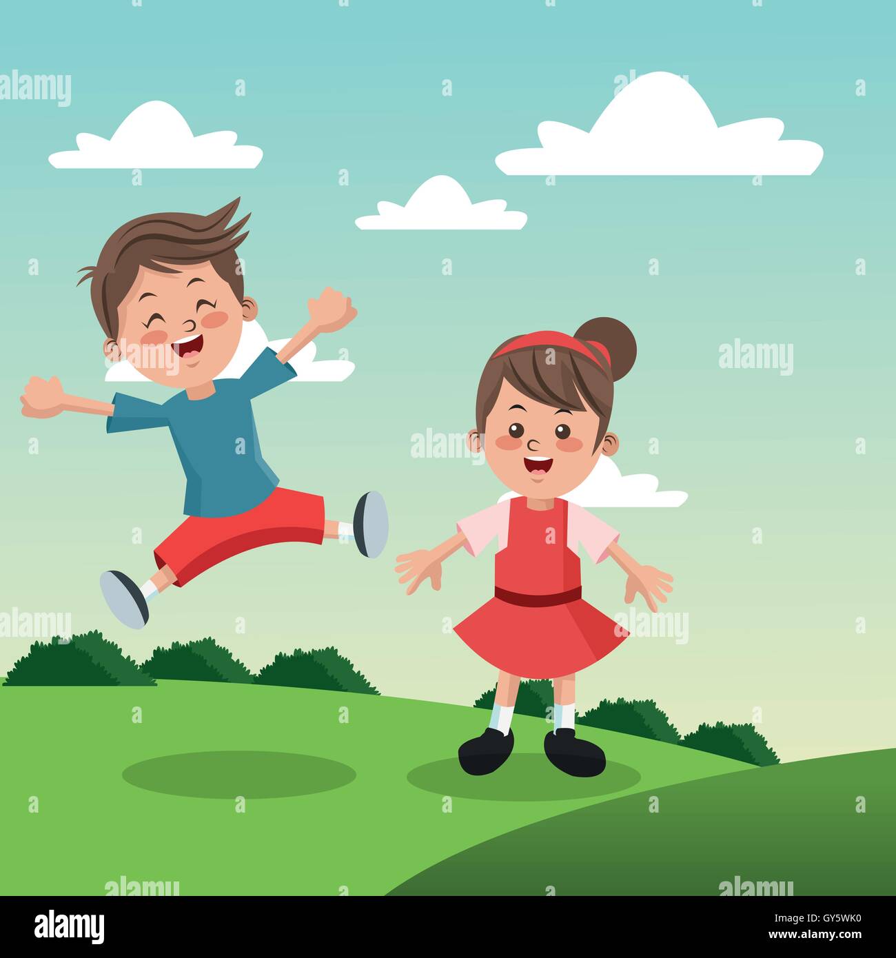 Group of happy boys and girls cartoon kids Stock Vector Image & Art - Alamy
