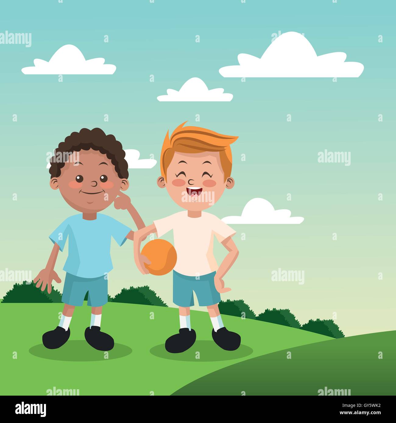 Group of happy boys cartoon kids Stock Vector Image & Art - Alamy