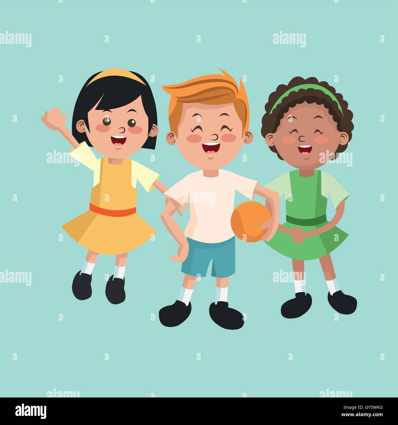 Group of happy boys and girls cartoon kids Stock Vector Image & Art - Alamy