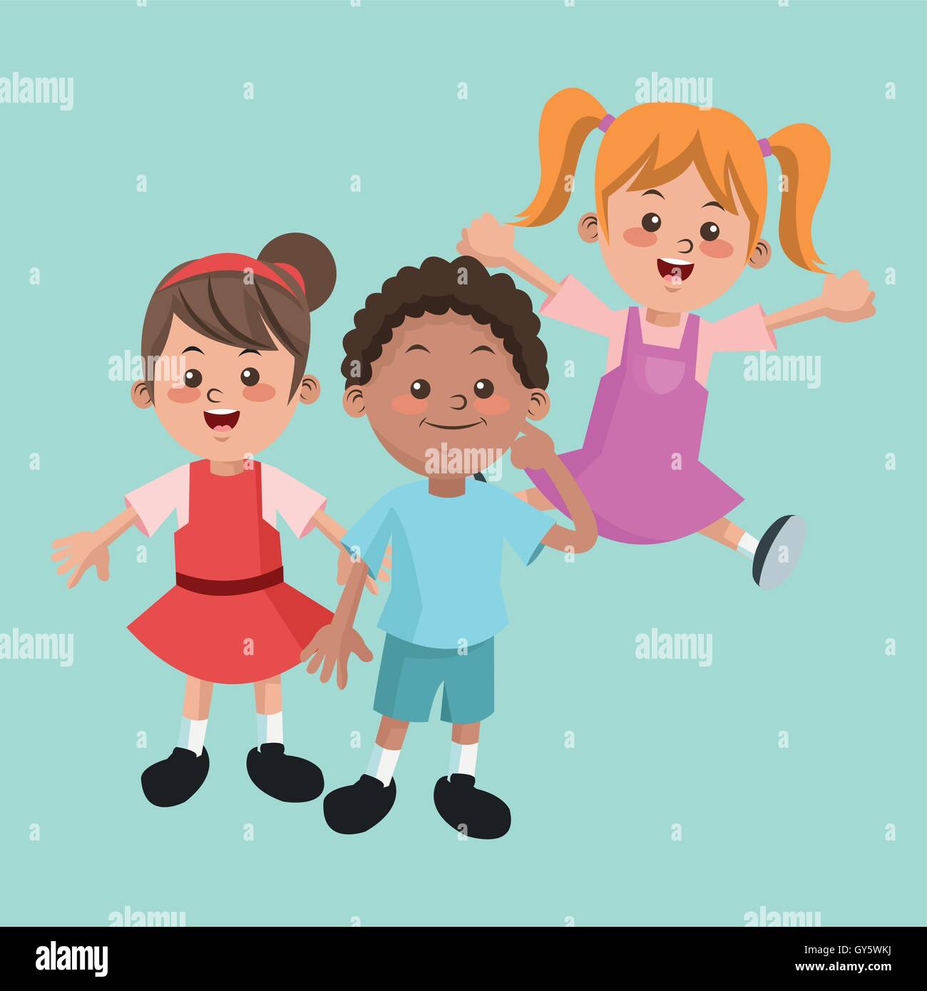 Group of happy boys and girls cartoon kids Stock Vector Image & Art - Alamy
