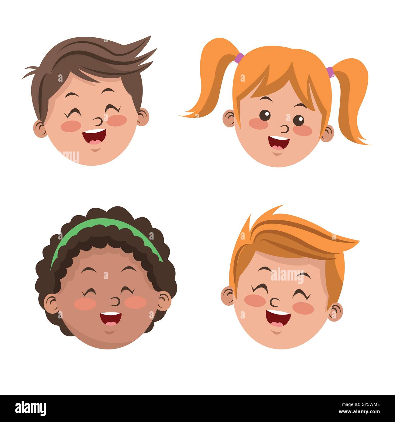 Group of happy boys and girls cartoon kids Stock Vector Image & Art - Alamy