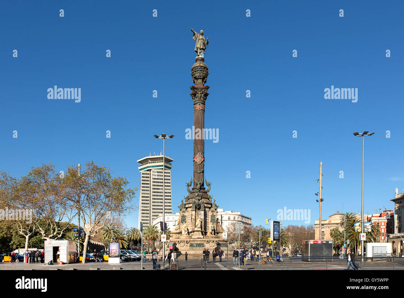 The Columbus Monument in Barcelona. Spain. (Monument a Colom) Stock Photo