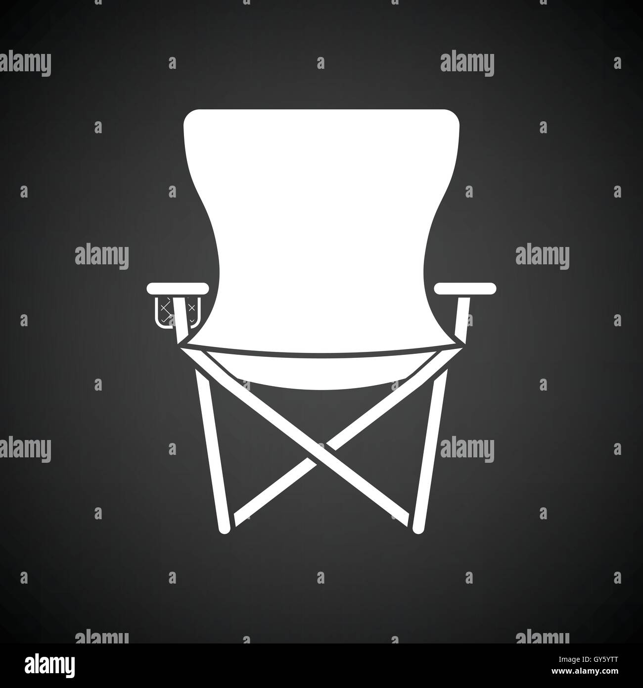 Icon of Fishing folding chair. Black background with white. Vector  illustration Stock Vector Image & Art - Alamy