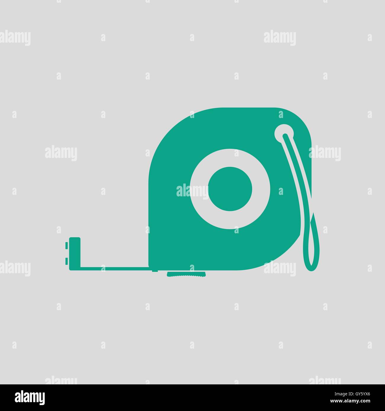 Icon of constriction tape measure. Gray background with green. Vector illustration. Stock Vector
