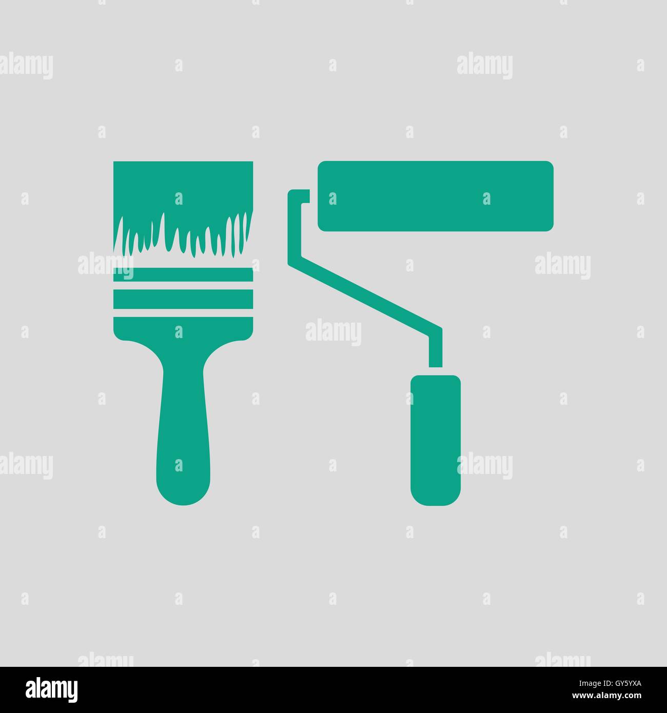 Icon of construction paint brushes. Gray background with green. Vector ...