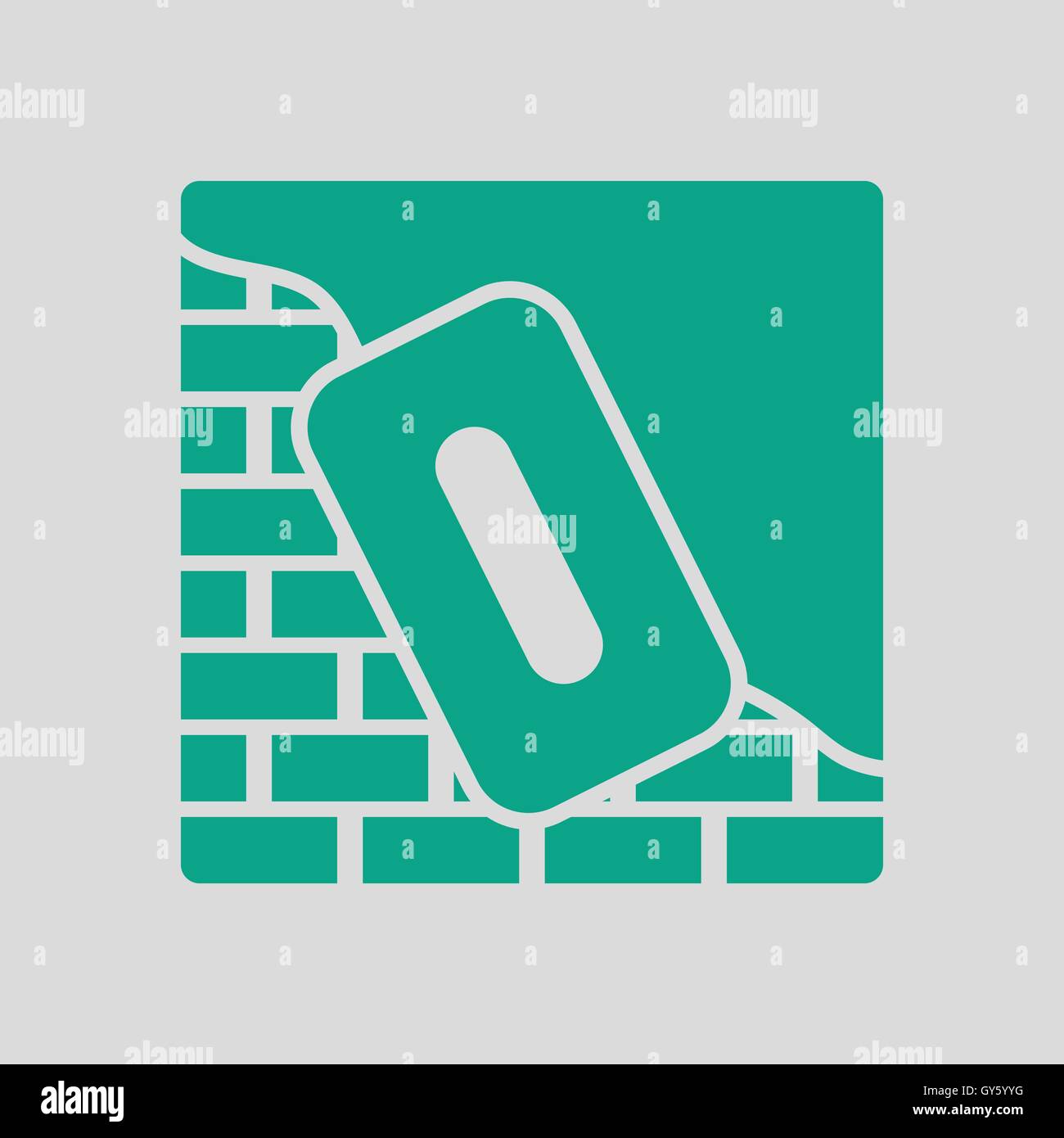 Icon of plastered brick wall . Gray background with green. Vector ...
