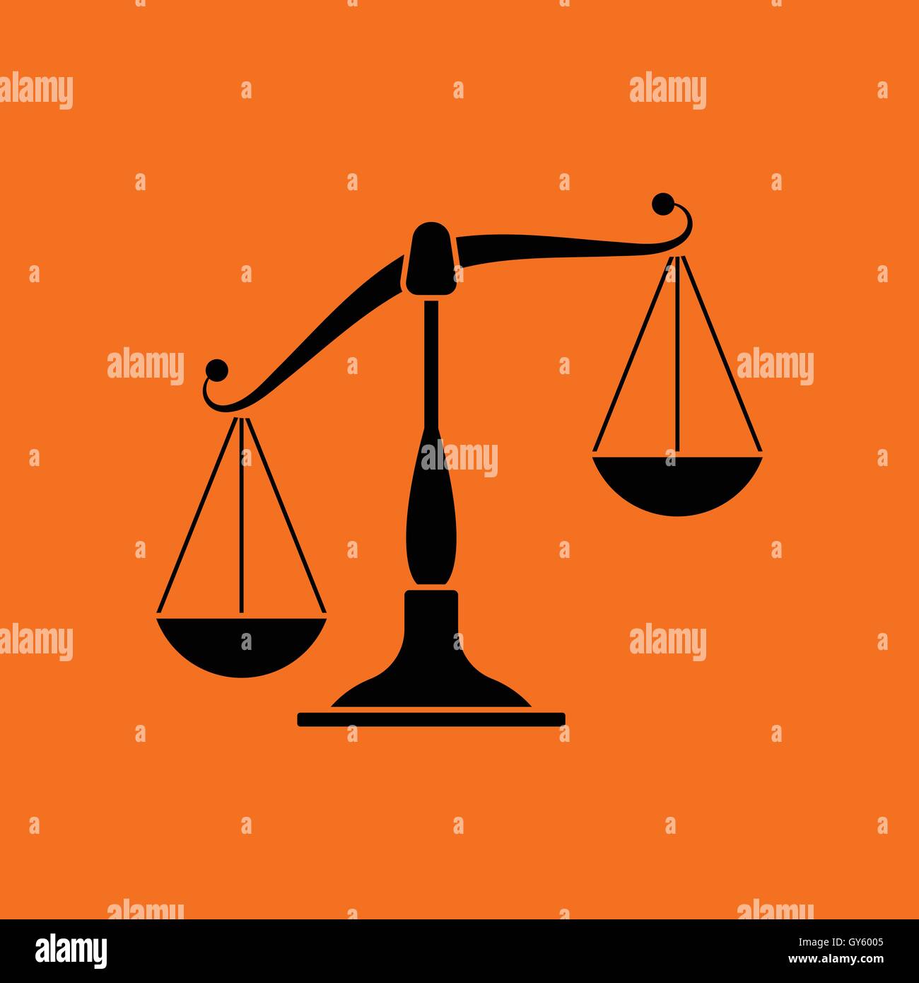 Scale icon. Orange background with black. Vector illustration Stock