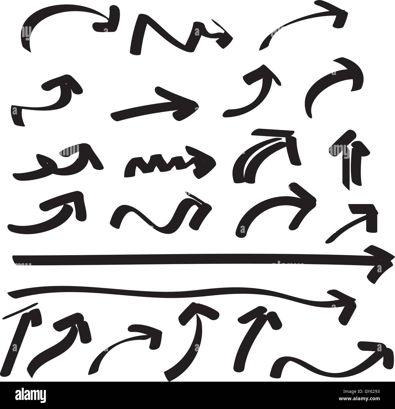 Set of hand drawn thin arrows Stock Vector Image & Art - Alamy