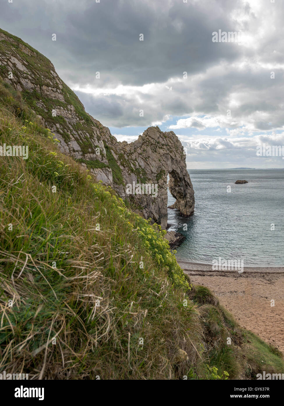 Landscape depicting Durdle Door headland on a fine summer day. Stock Photo
