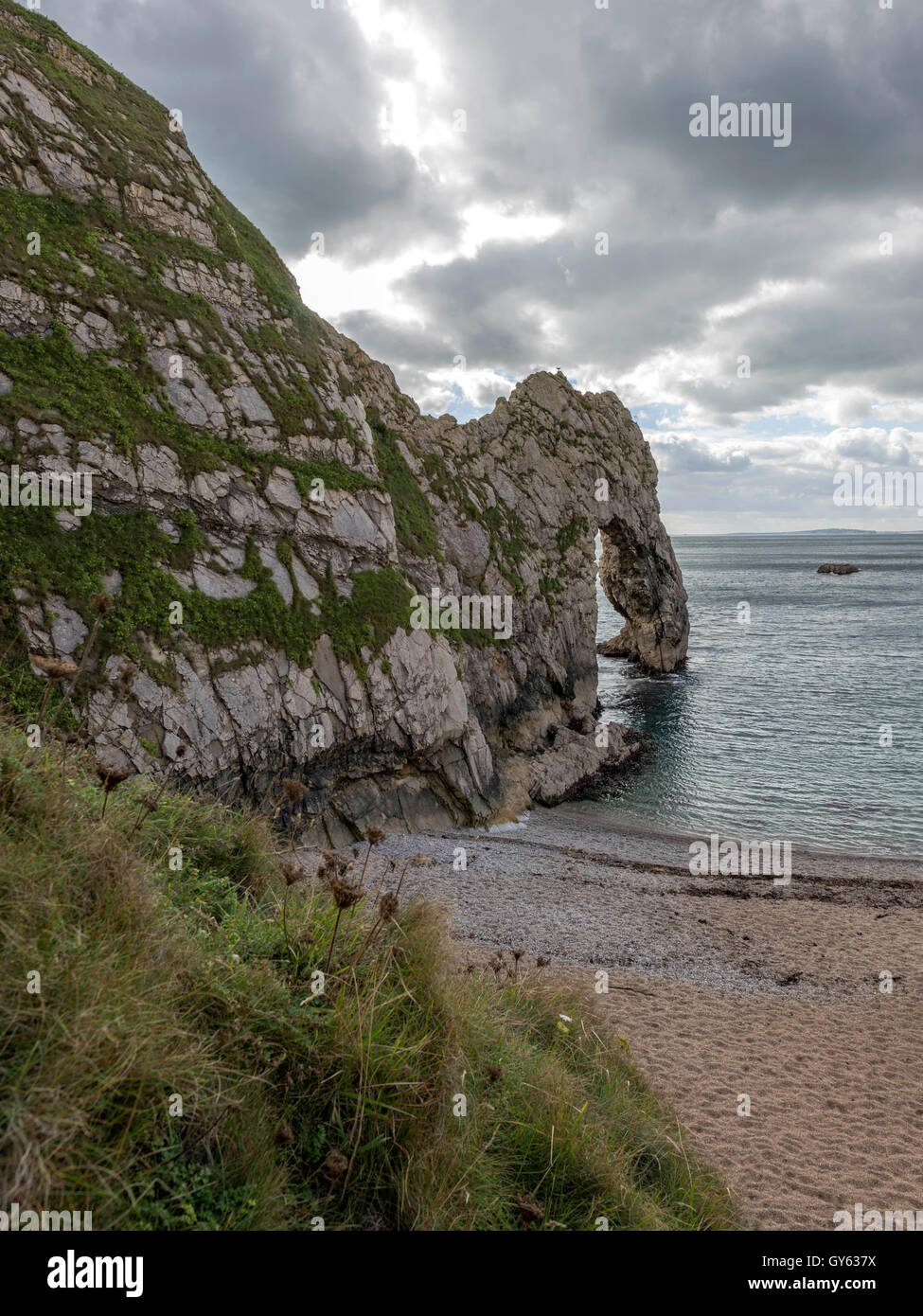 Landscape depicting Durdle Door headland on a fine summer day. Stock Photo