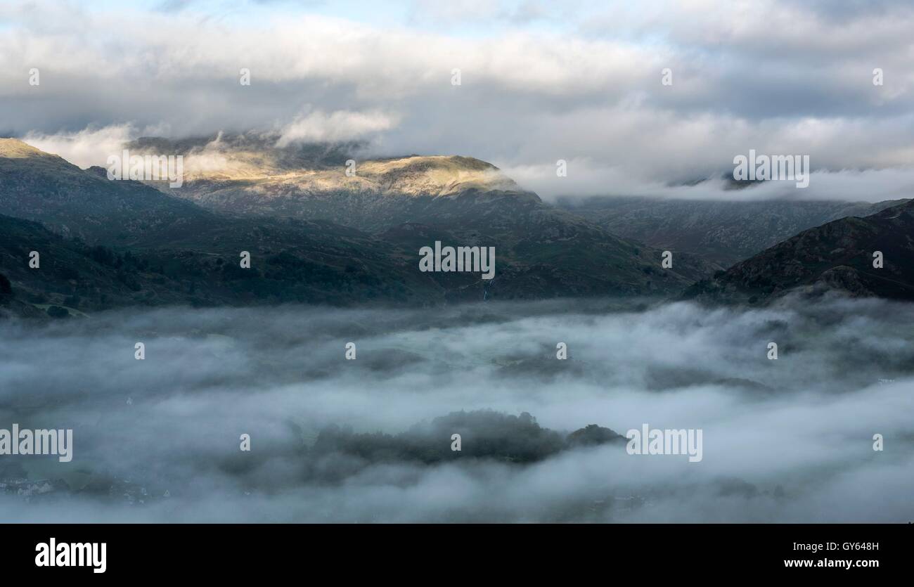 A general view of a cloud inversion over Grasmere in the Lake District ...
