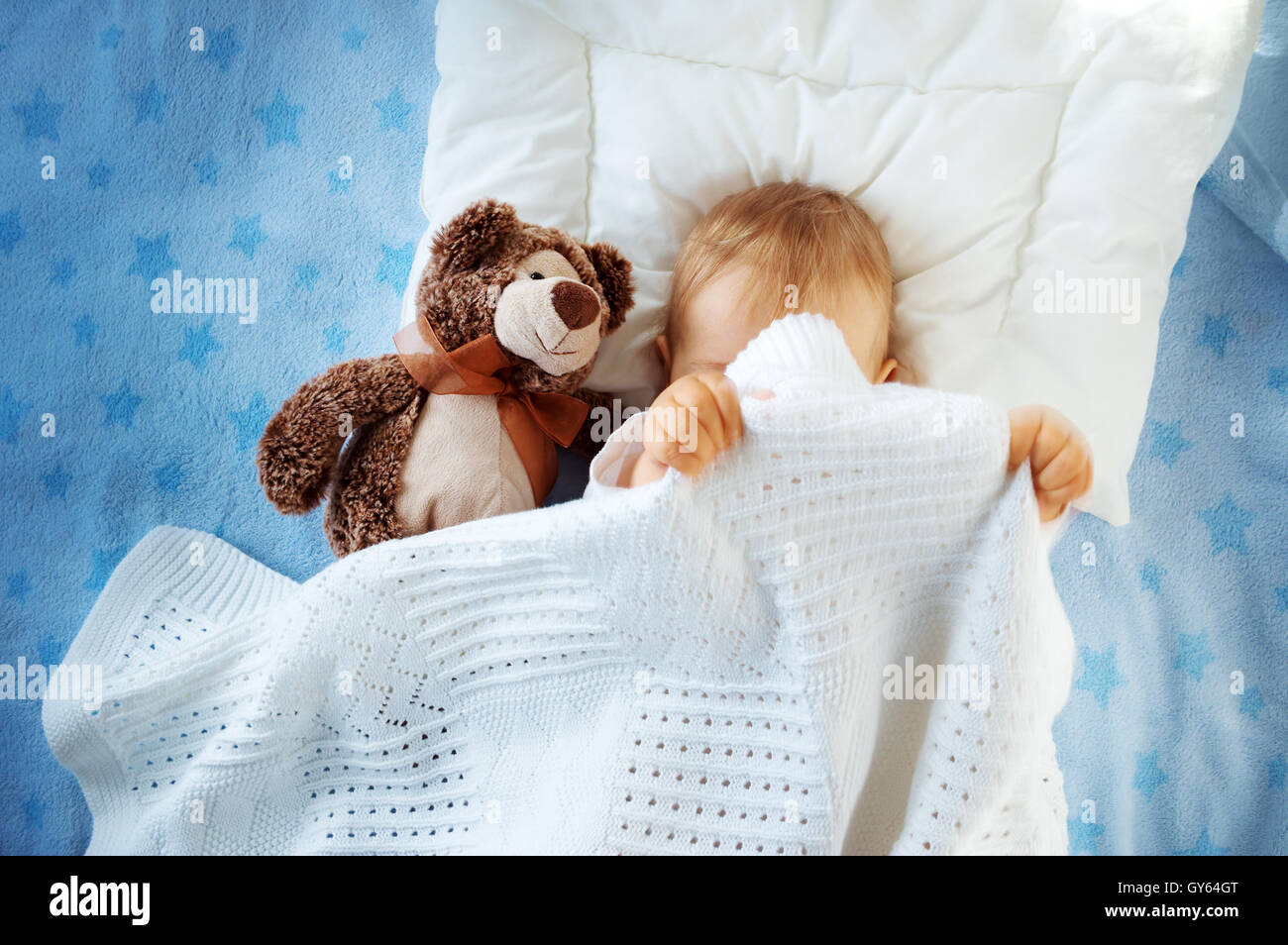 One year old baby in the bed Stock Photo Alamy