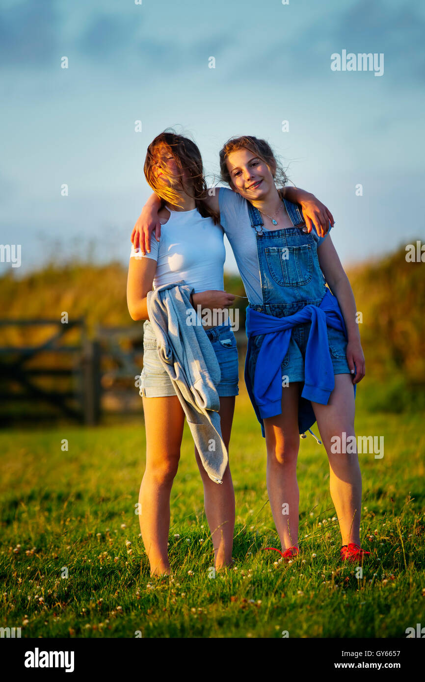 Two teenage sisters Stock Photo