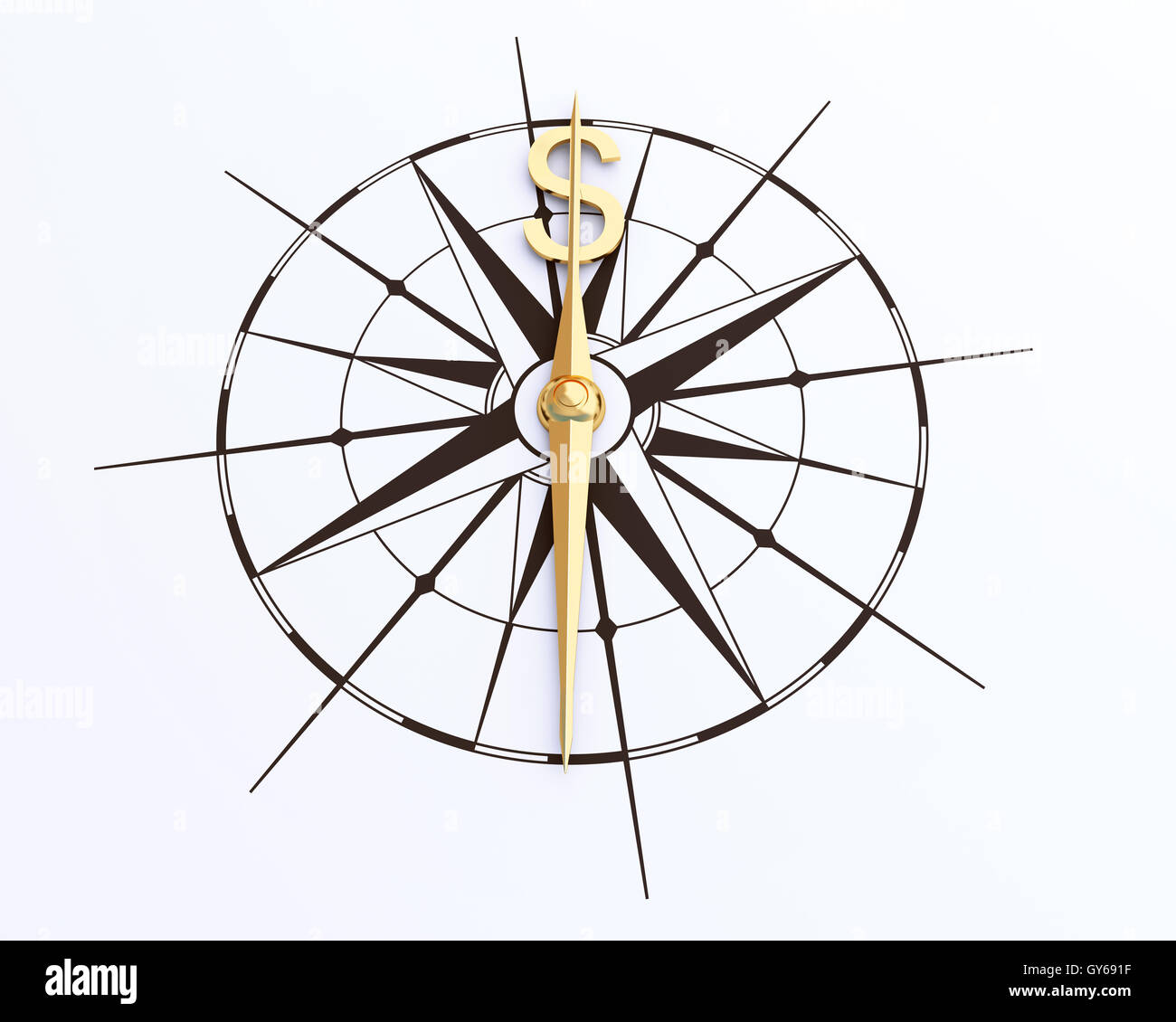 Money compass arrow Stock Photo