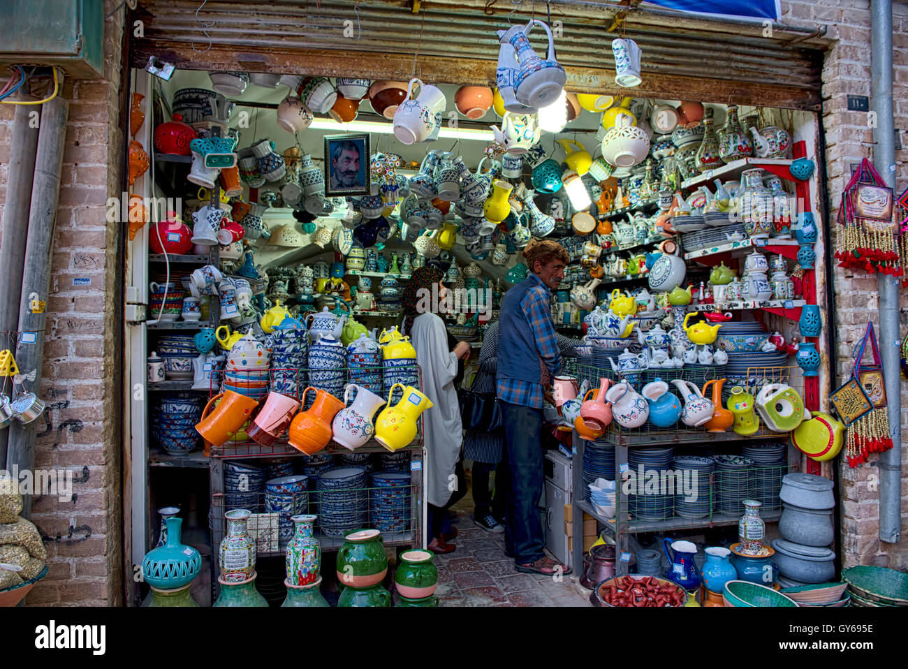 Ceramics store, Yazd Stock Photo Alamy