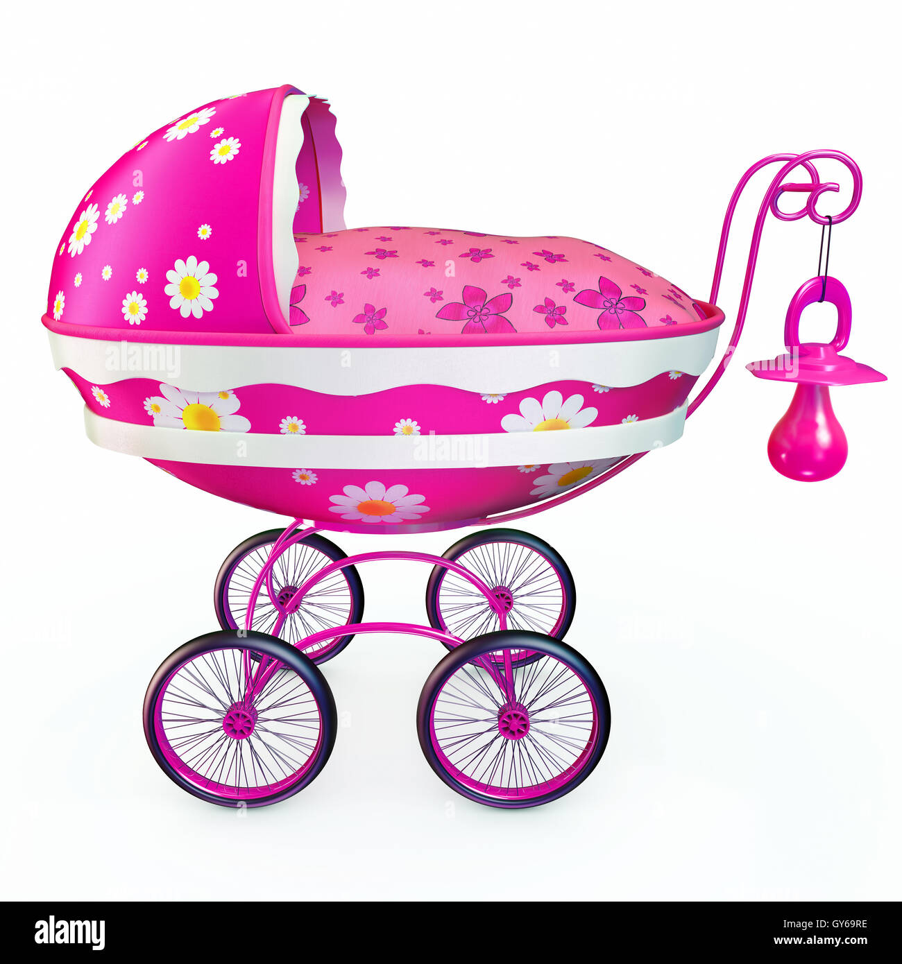 Pink pram 3d Stock Photo