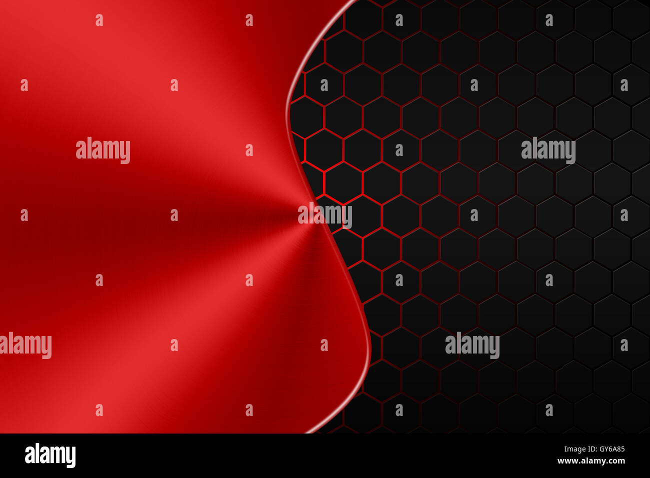 black hexagon and red metal sheet background and texture Stock Photo ...