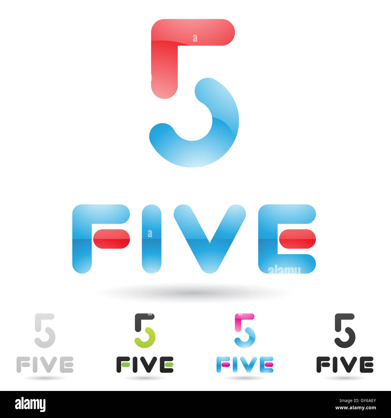 vector illustration of colorful and abstract icons for no five Stock ...