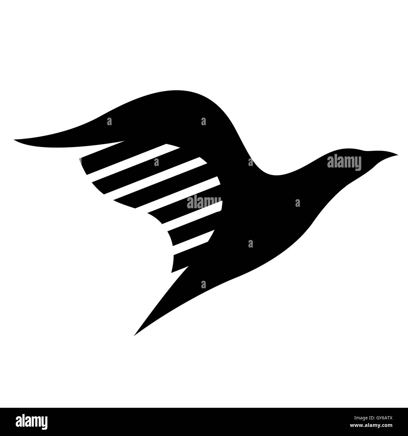 Illustration of Black Bird Icon isolated on a white background Stock