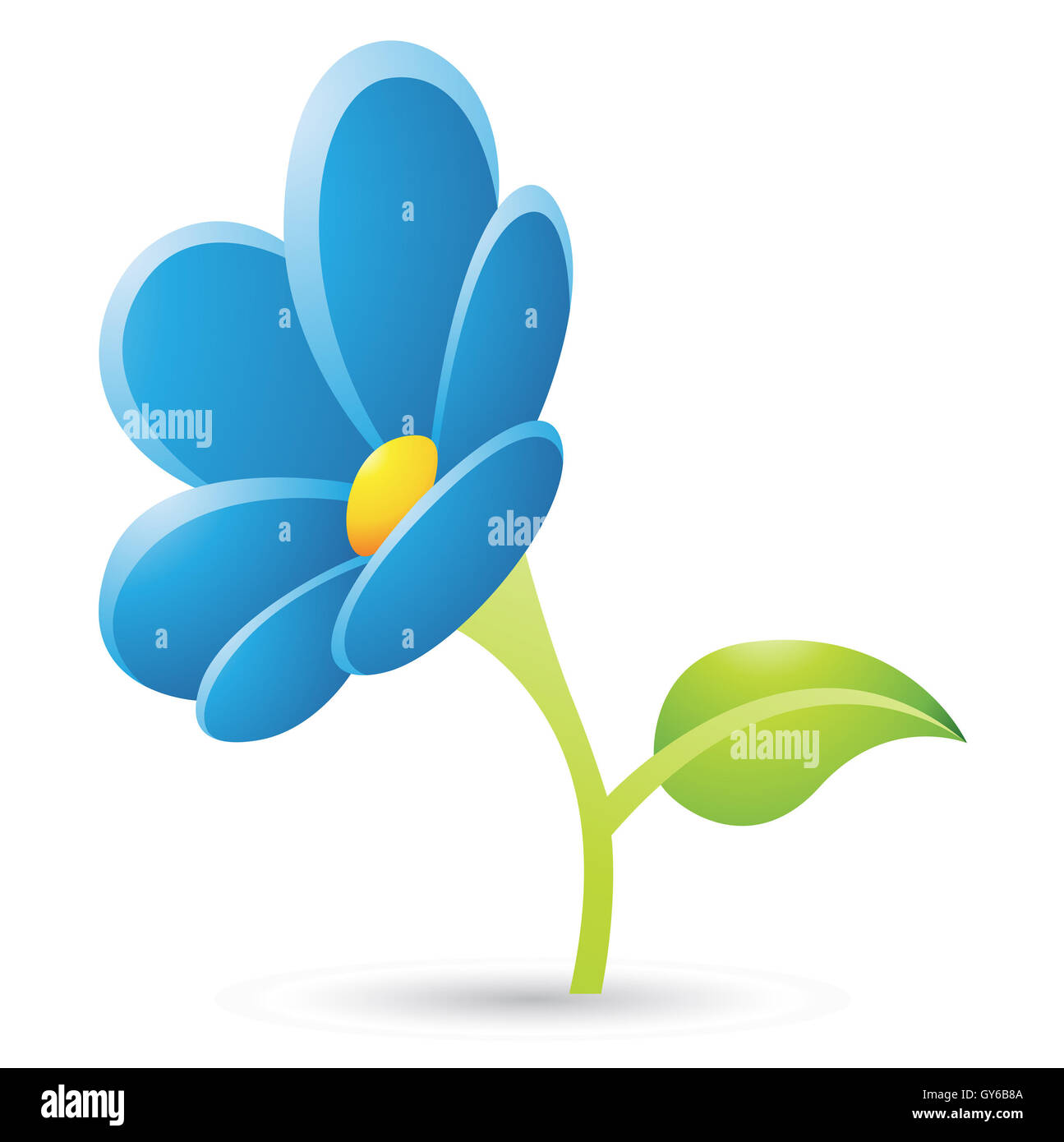 Illustration of Blue Flower Icon isolated on a white background Stock ...