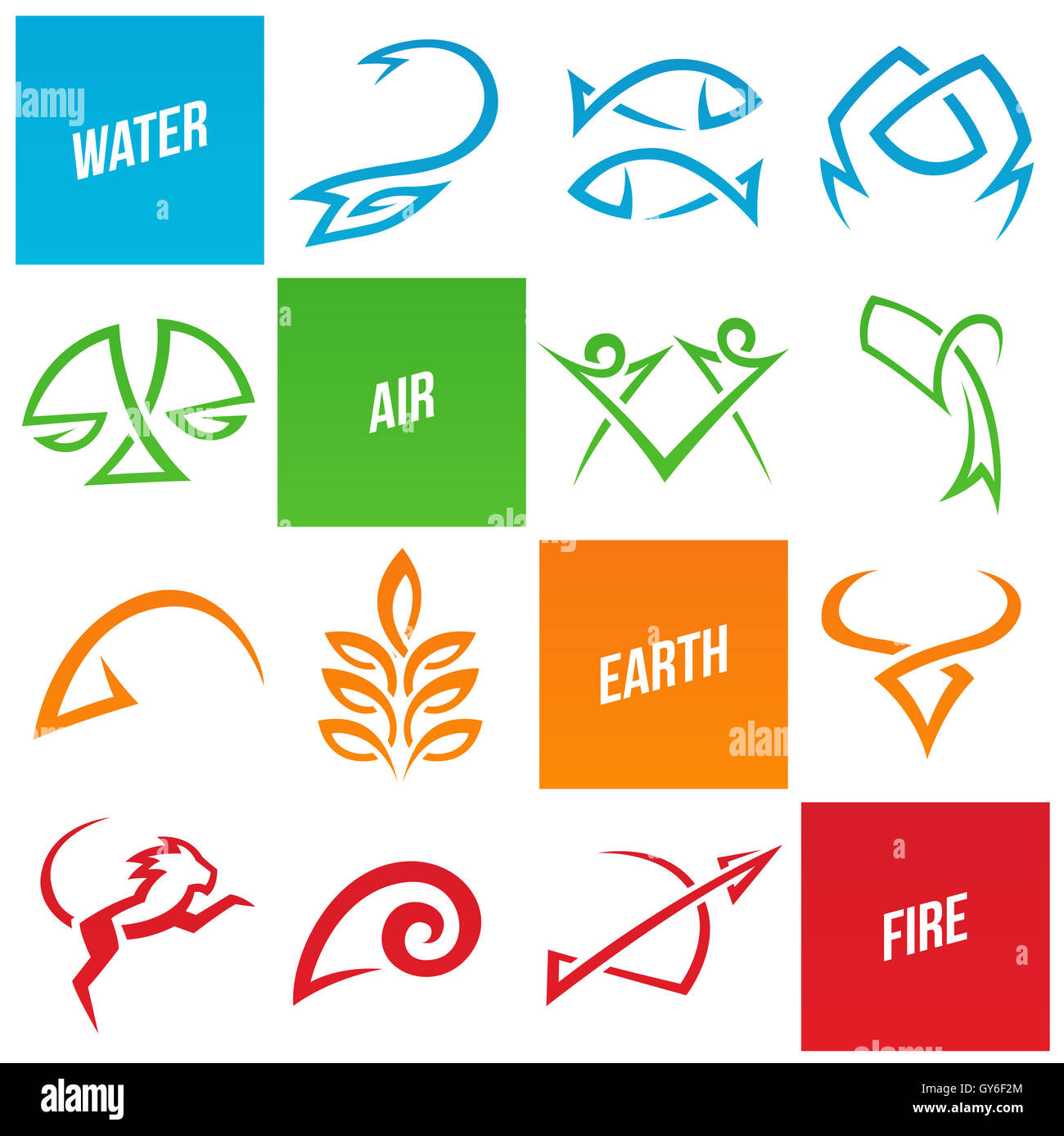 Vector Illustration of Simplistic Zodiac Star Signs Stock Photo - Alamy