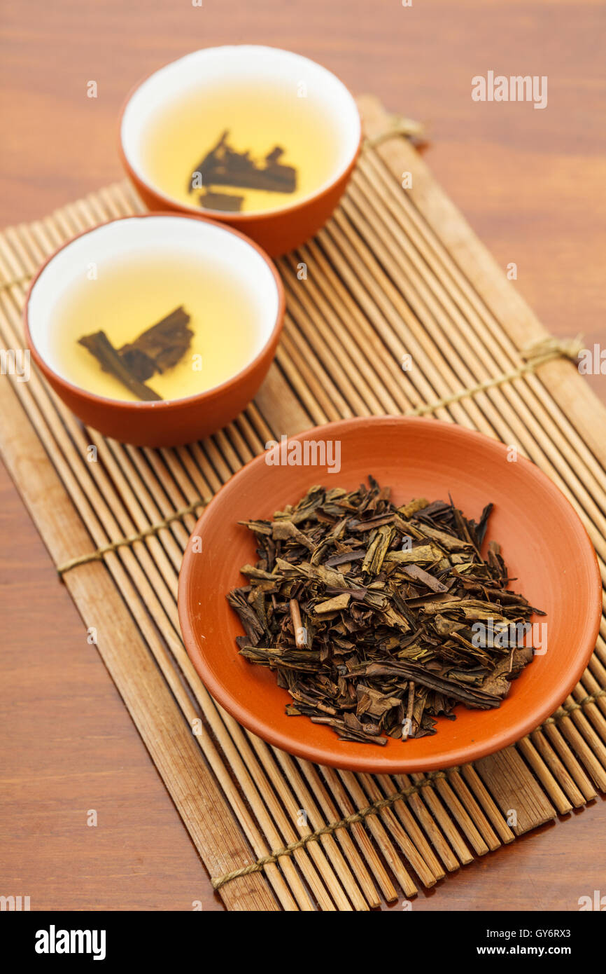 Teapot and dried tea leave Stock Photo - Alamy