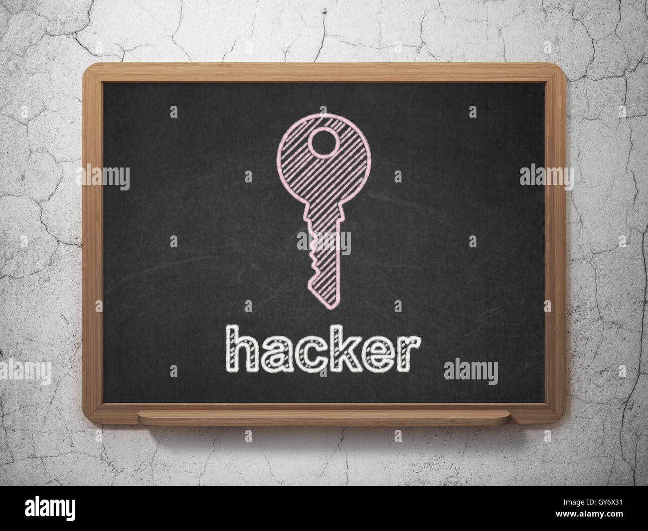 Privacy concept: Key and Hacker on chalkboard background Stock Photo ...