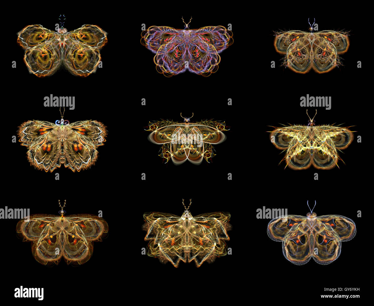 Virtual Fractal Butterflies Stock Photo