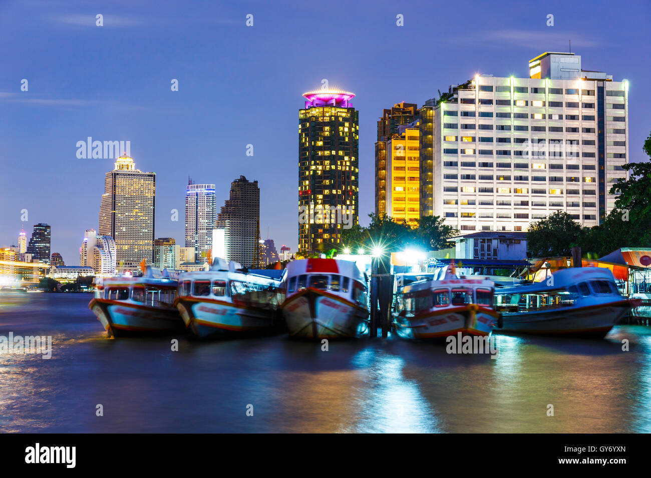 Bangkok skyline at night Stock Photo - Alamy