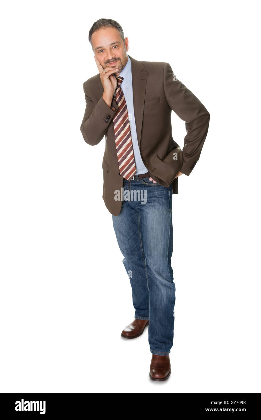 Businessman posing isolated on white background Stock Photo - Alamy
