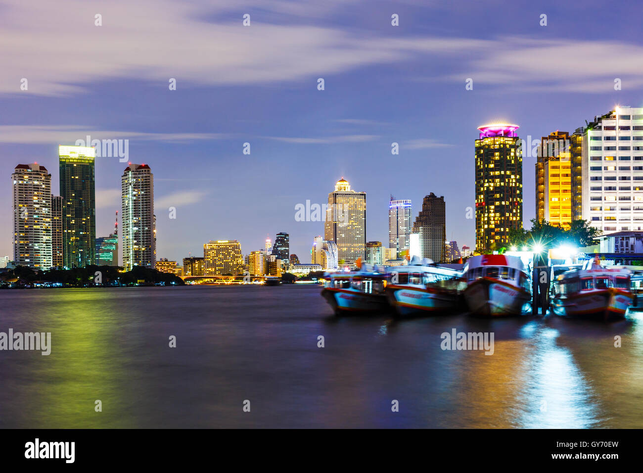 Bangkok skyline at night Stock Photo - Alamy