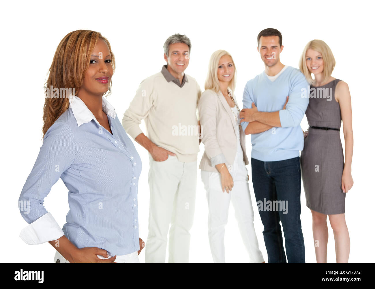 African American woman with group of people Stock Photo