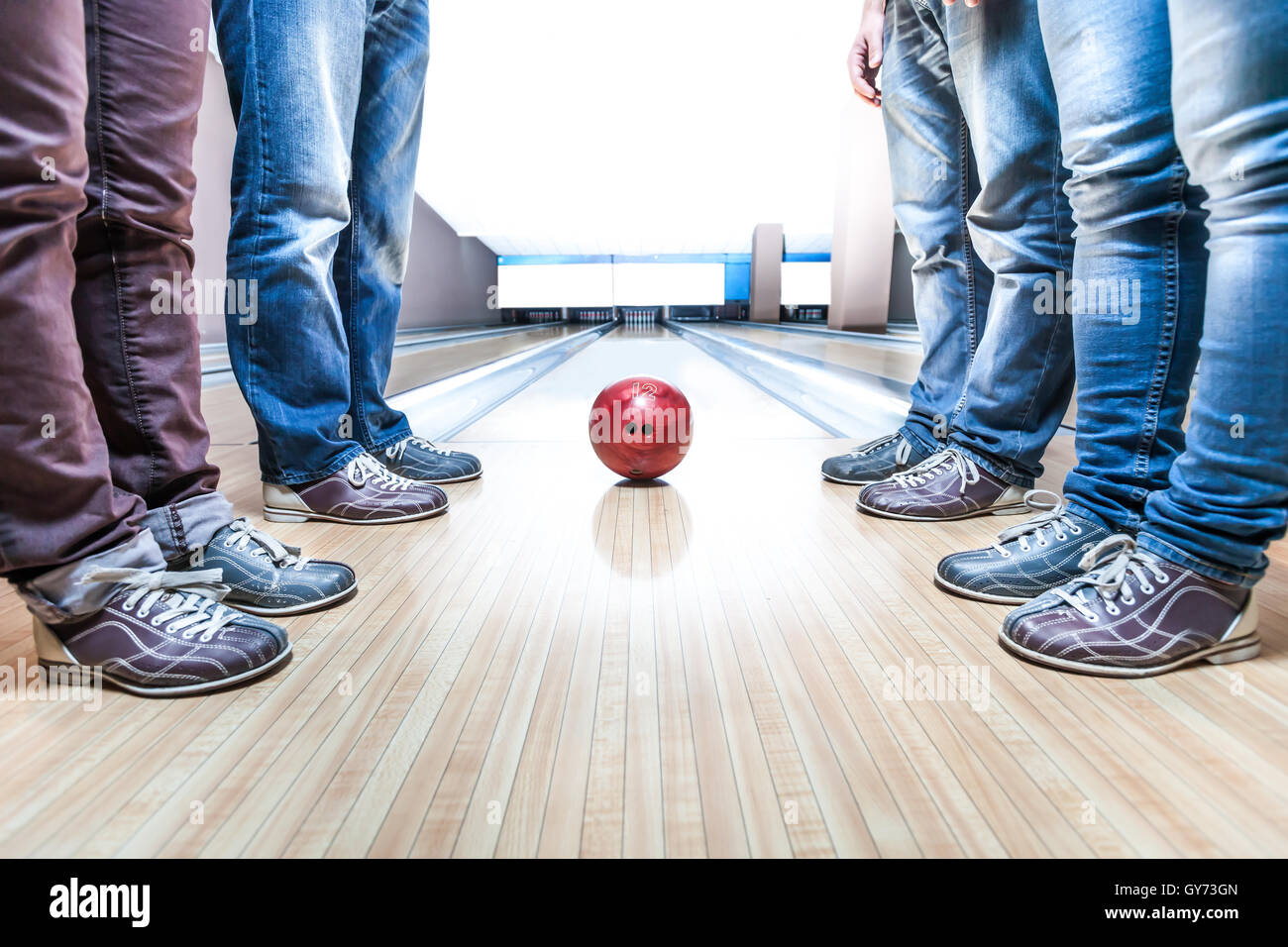 People near bowling ball Stock Photo Alamy