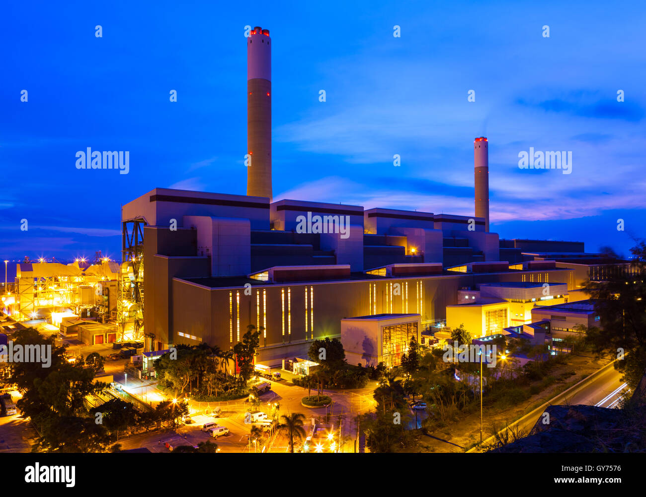 Industrial plant at night Stock Photo - Alamy