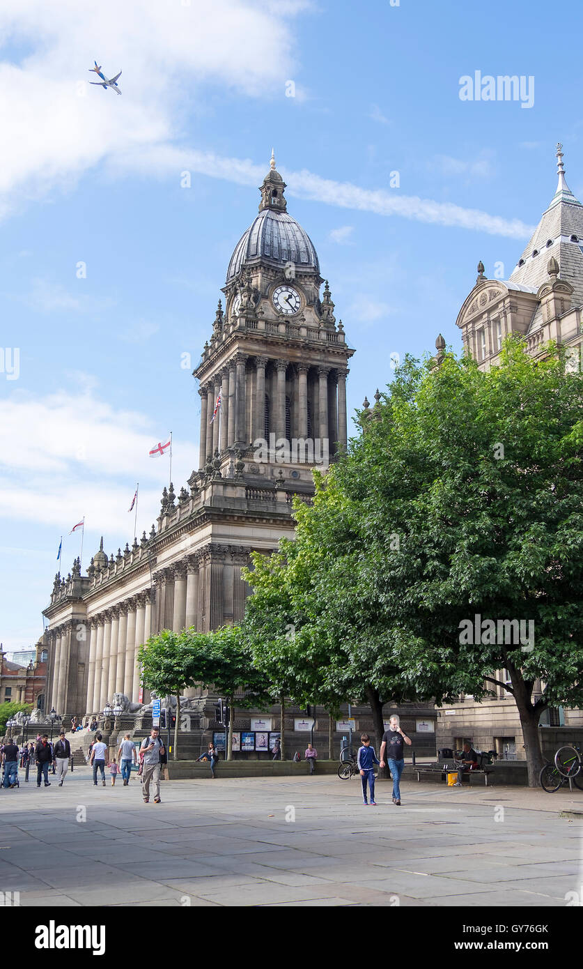 Leeds town hall, west yorkshire on a sunny day. Stock Photo
