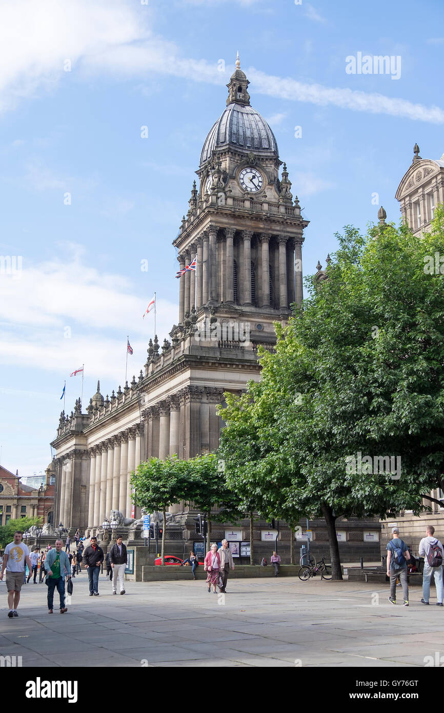Leeds town hall, west yorkshire on a sunny day. Stock Photo