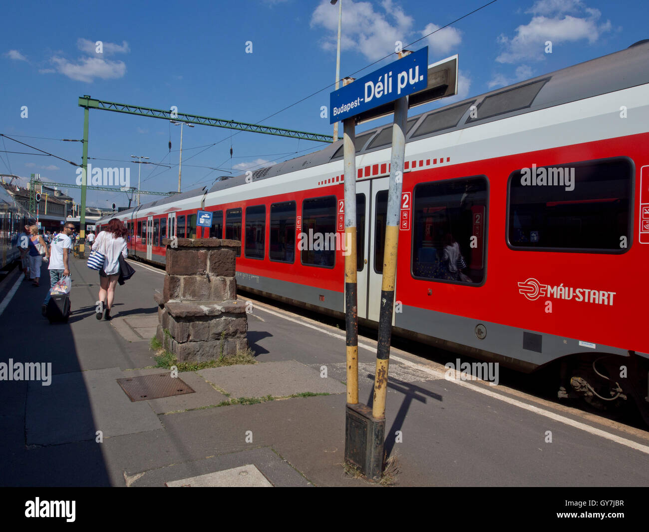 Passengers at Budapest Deli train station.Hungary Stock Photo Alamy