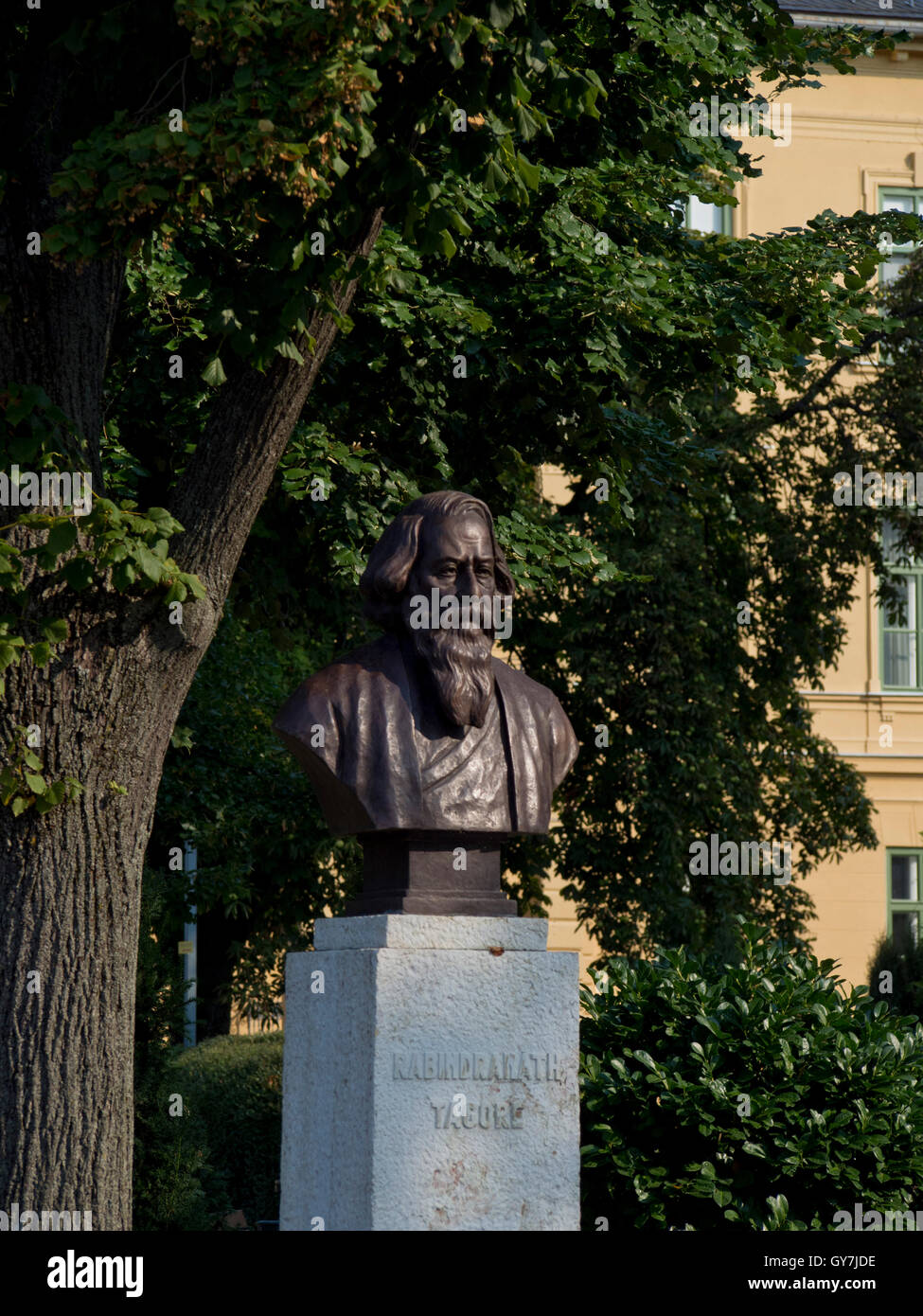 Bust of Bengali writer Rabindranah Tagore at Balatonfured resort,Lake Balaton.Hungary Stock Photo