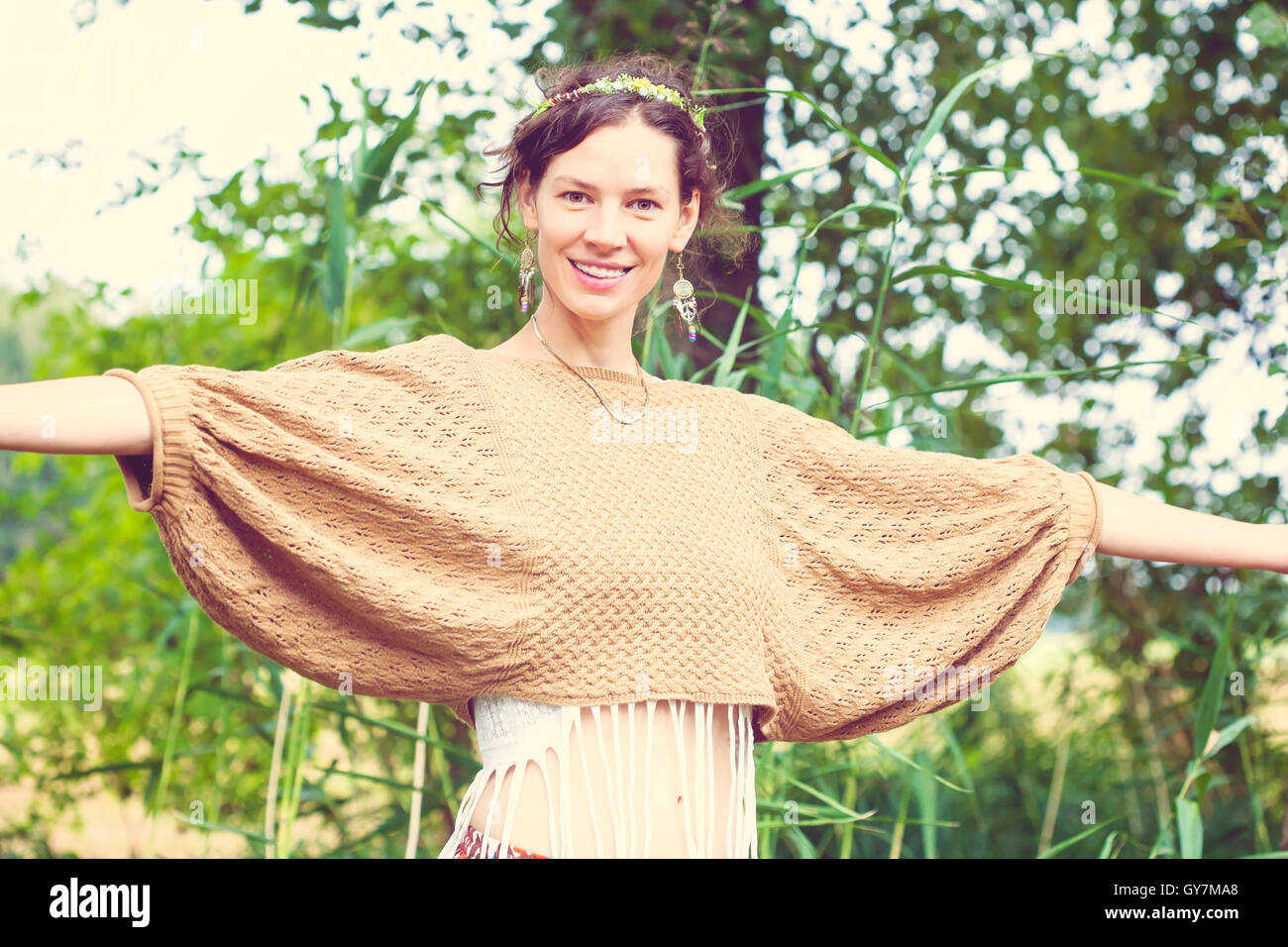 beautiful woman walking in nature Stock Photo - Alamy