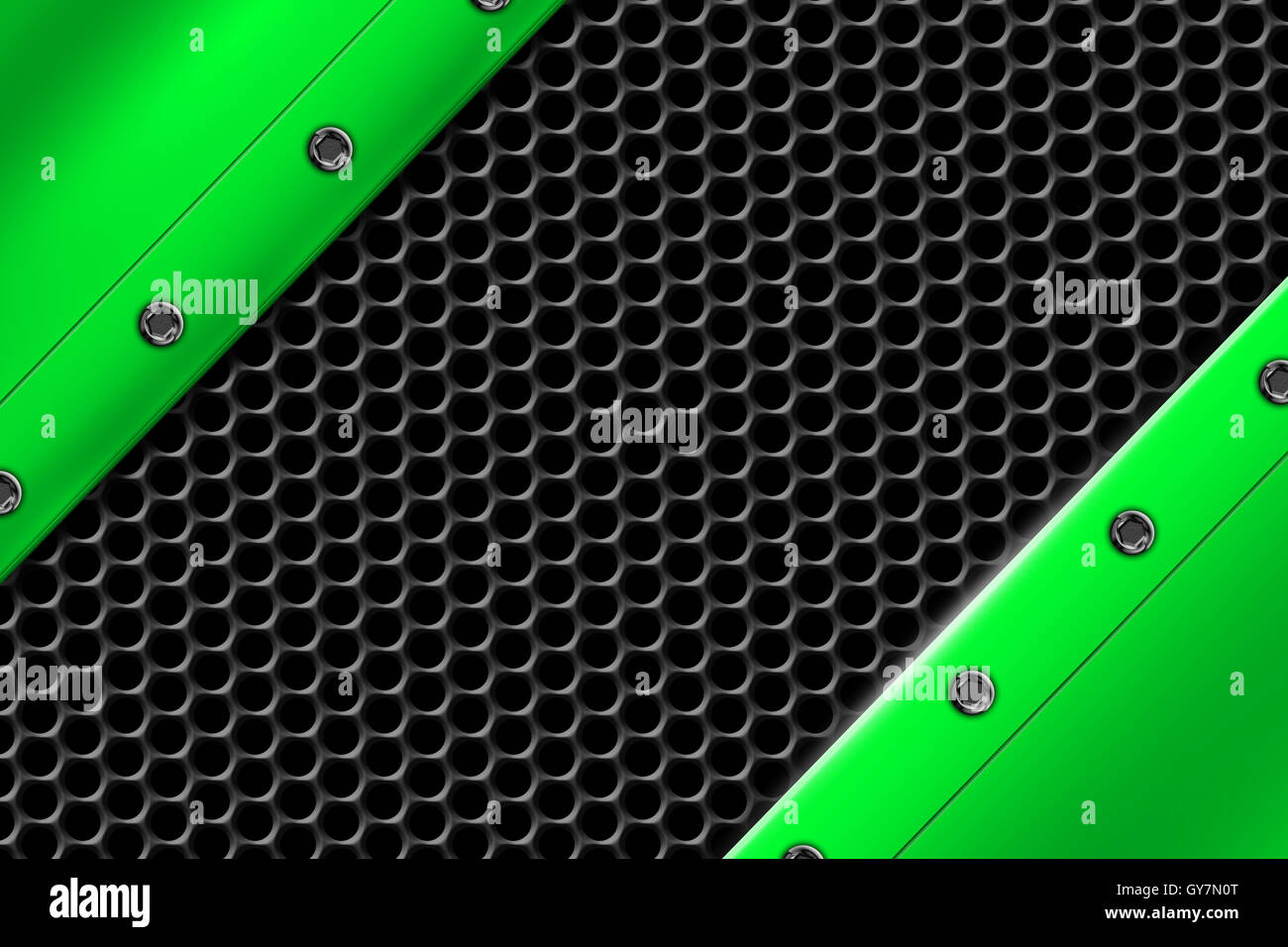 green metal background with rivet on gray metallic mesh. background and ...