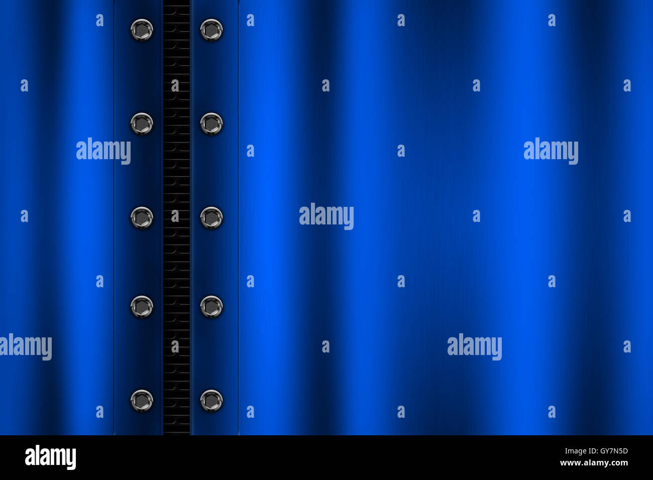 blue metal background with rivet on gray metallic mesh. background and ...
