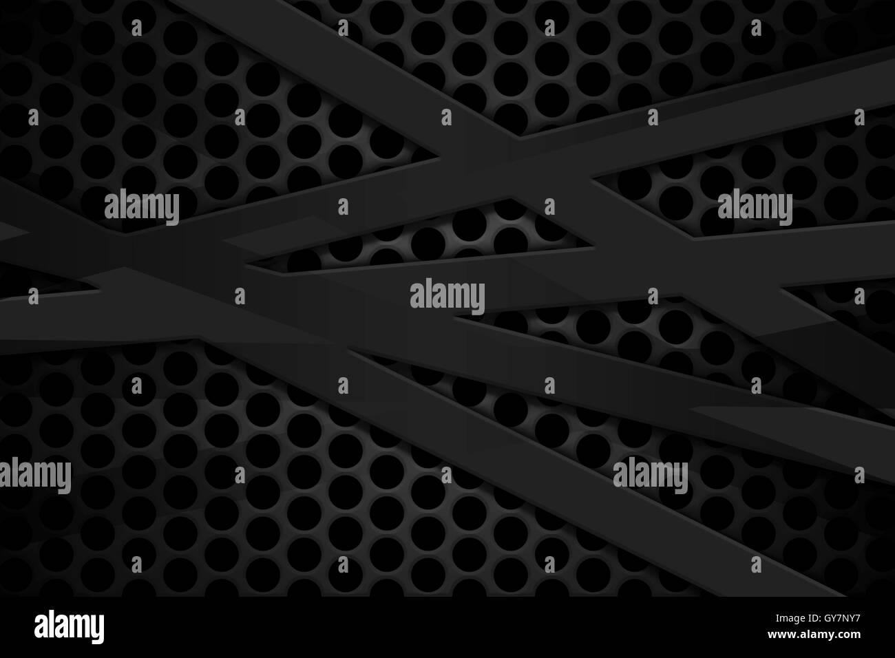 gray carbon fiber frame on black mesh carbon background. metal background and texture. 3d illustration material design. Stock Photo
