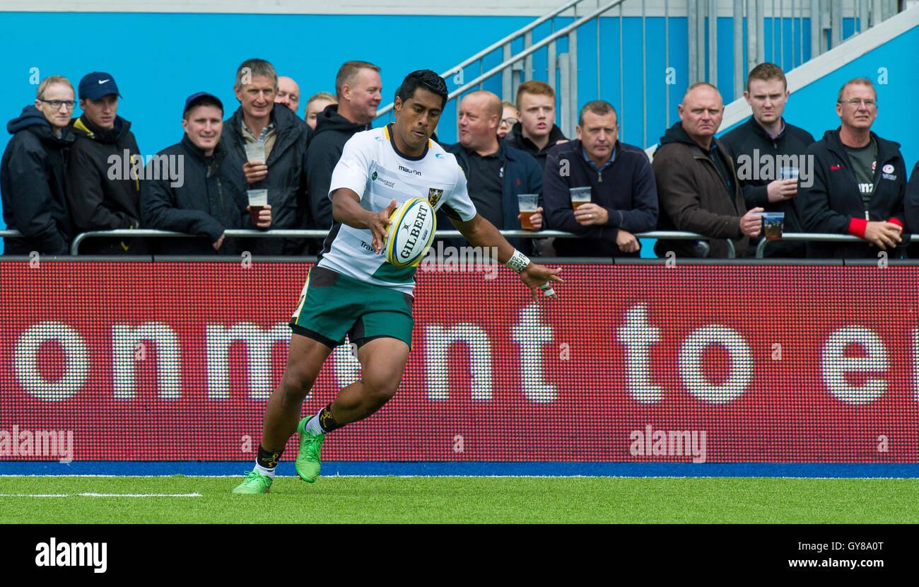 LONDON, ENGLAND - SEPTEMBER 17: George Pisi of Northampton during the ...