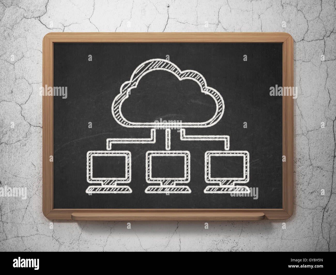 Cloud technology concept: Cloud Network on chalkboard background Stock ...